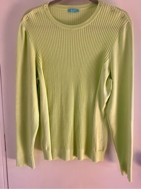J. McLaughlin Sea Spray Ribbed Long Sleeve Crew Neck Sweater Light Green Size XL